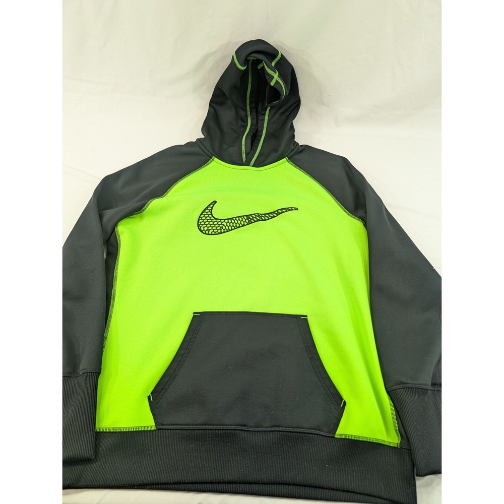 NIKE gray embroidered swoosh logo Therma Fit Hoodie Sweatshirt Youth Boys XL‎
